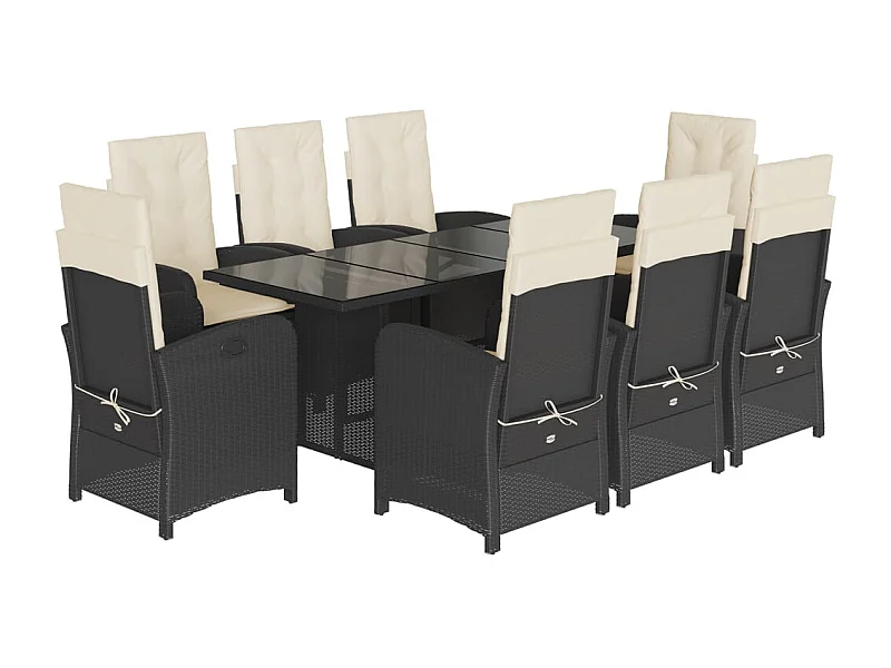 Almkerk  9-delige Tuinset poly rattan zwart