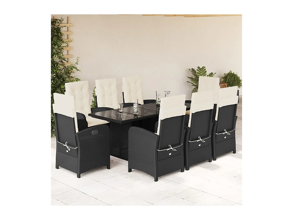 Almkerk  9-delige Tuinset poly rattan zwart