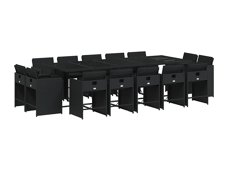 An Daingean  15-delige Tuinset met kussens poly rattan zwart
