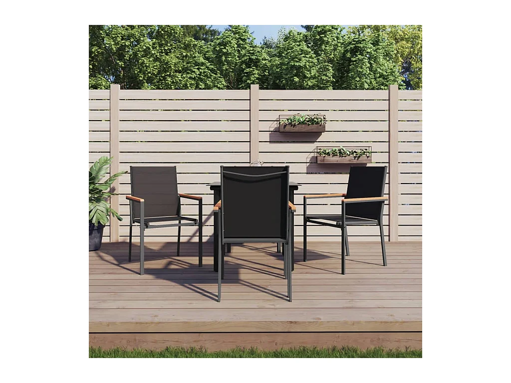 Ivanna  Ensemble à manger de jardin 5 pcs noir textilène et acier