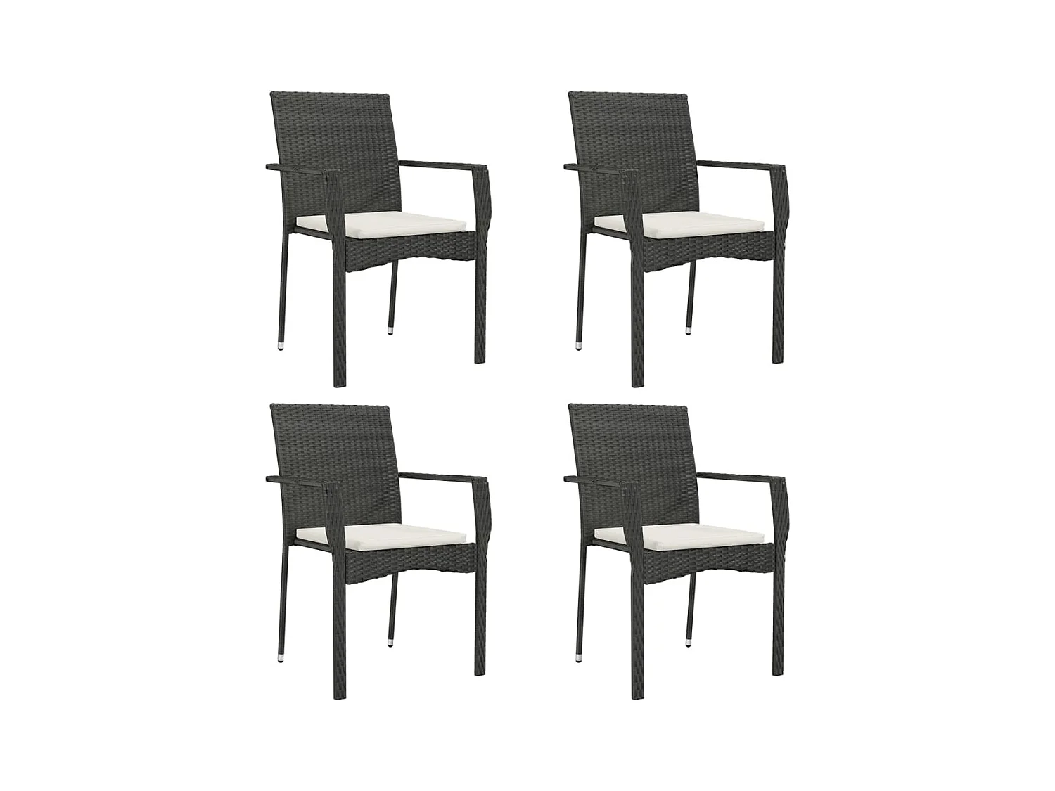 Tønder  Ensemble à manger de jardin coussins 5pcs Noir Résine tressée