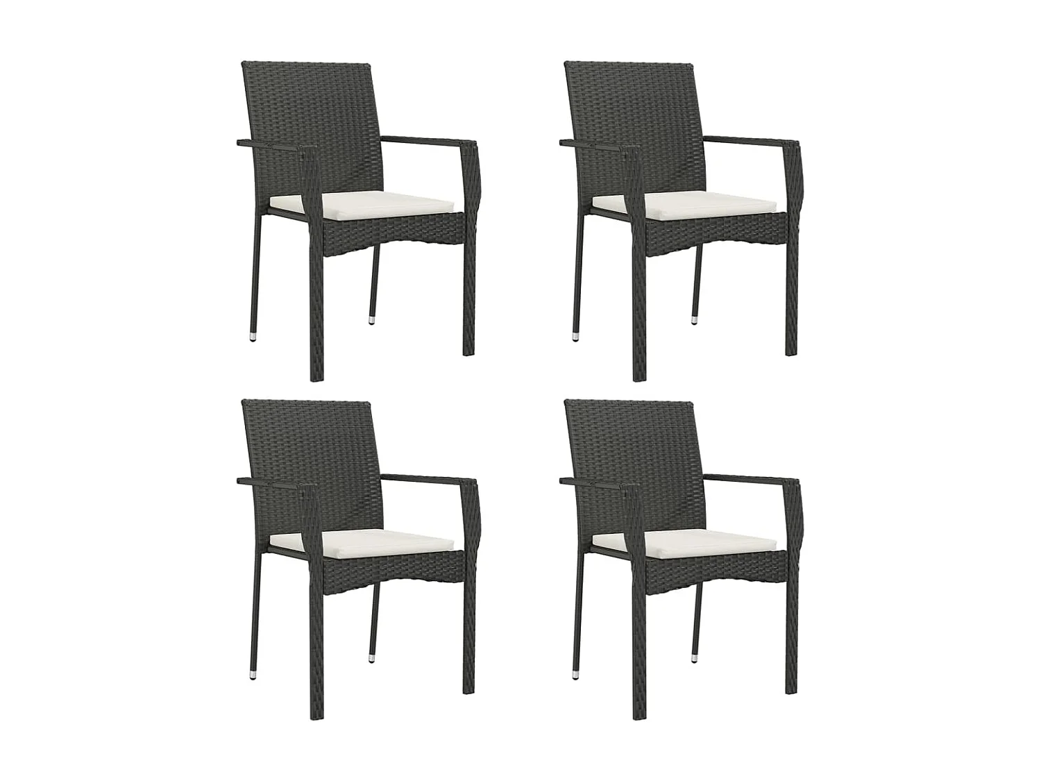 Tønder  Ensemble à manger de jardin coussins 5pcs Noir Résine tressée