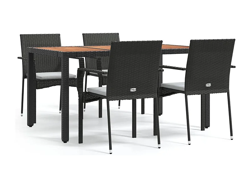 Tønder  5-delige Tuinset met kussens poly rattan zwart