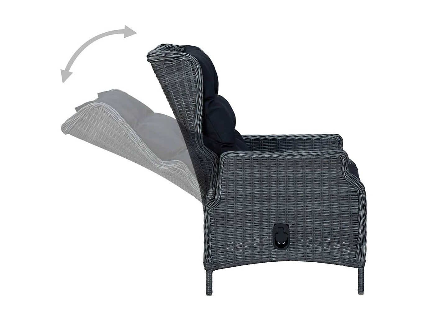 Saint-Denis  Ensemble à manger d'extérieur 7pcs et coussins rotin gris foncé