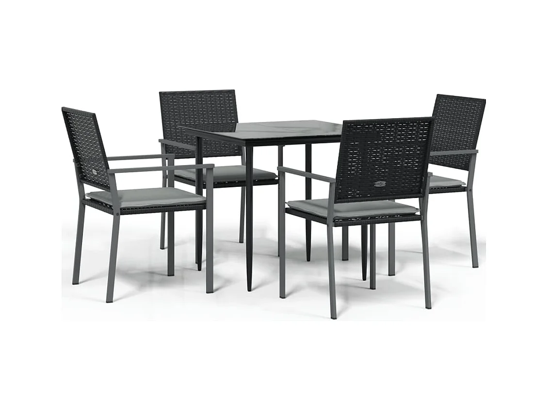 Croughevoe  5-delige Tuinset met kussens poly rattan en staal