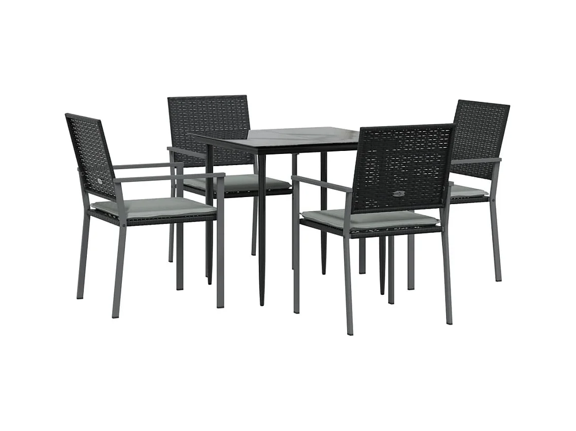 Croughevoe  5-delige Tuinset met kussens poly rattan en staal