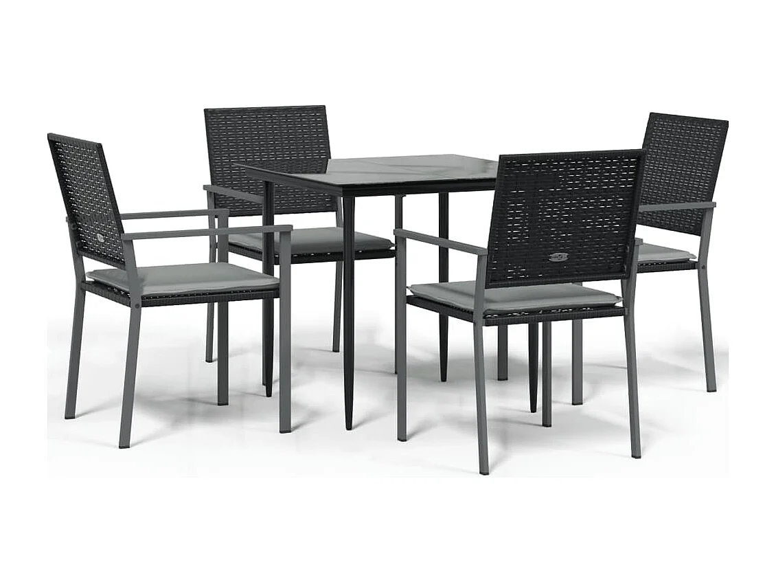 Croughevoe  Ensemble à manger de jardin 5 pcs coussins résine tressée acier