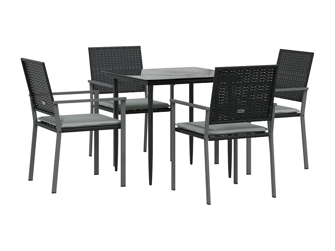 Croughevoe  Ensemble à manger de jardin 5 pcs coussins résine tressée acier