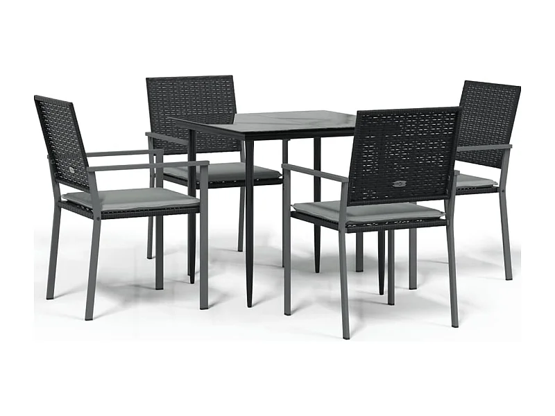 Croughevoe  Ensemble à manger de jardin 5 pcs coussins résine tressée acier