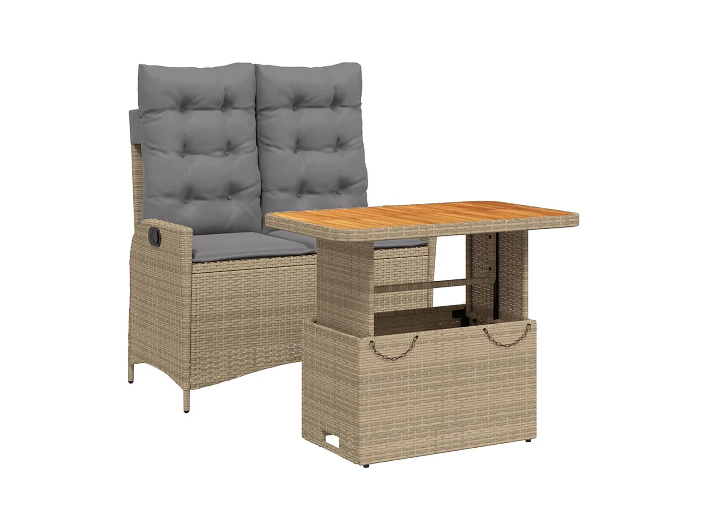 Arde  Ensemble à manger de jardin et coussins 2 pcs beige poly rotin