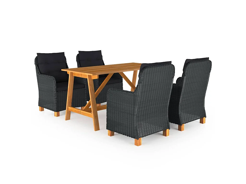 Gornir  Juego de comedor para jardín de 5 piezas gris oscuro