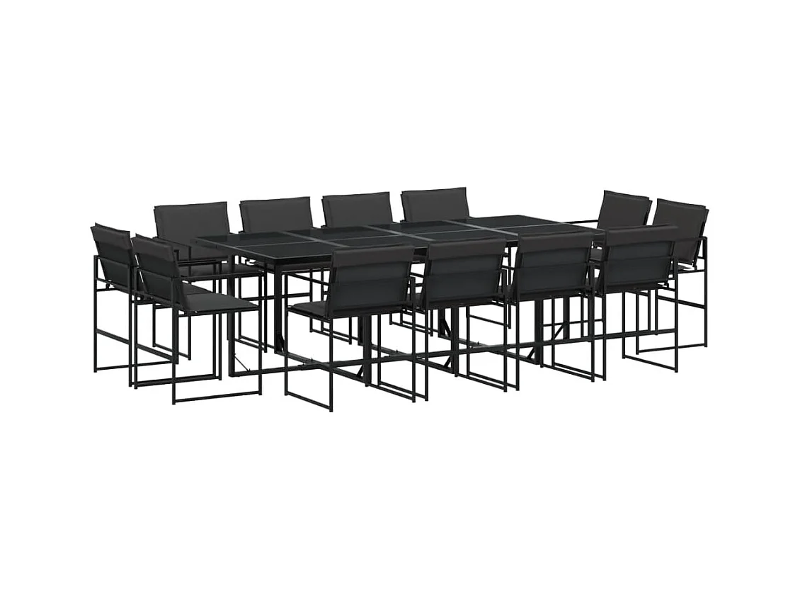 Dario Paolo  Ensemble à manger de jardin avec coussins 13 pcs noir textilène