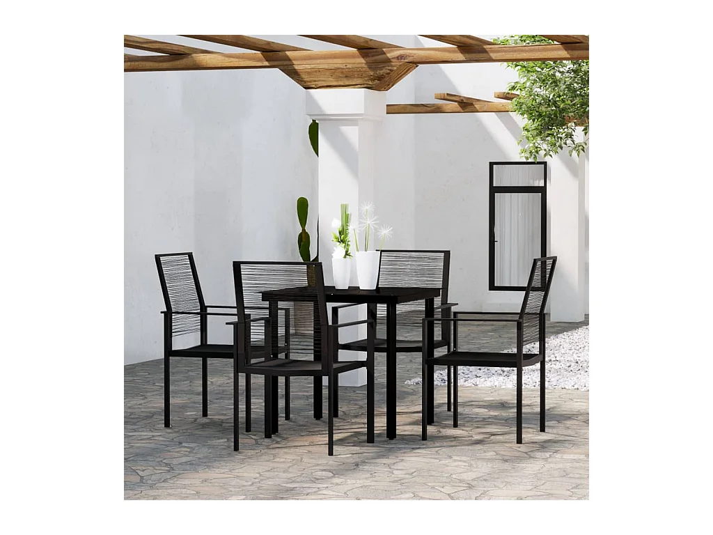 Nivor  Ensemble à manger de jardin 5 pcs Noir