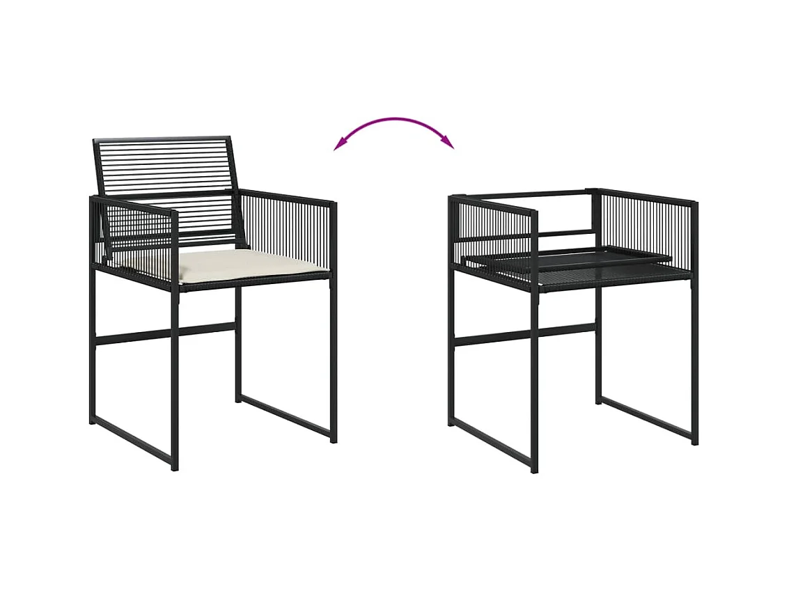 Ilver  Ensemble à manger de jardin 15 pcs coussins noir résine tressée