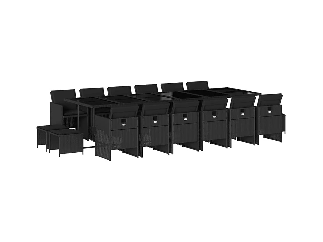 Steno  17-delige Tuinset met kussens poly rattan zwart