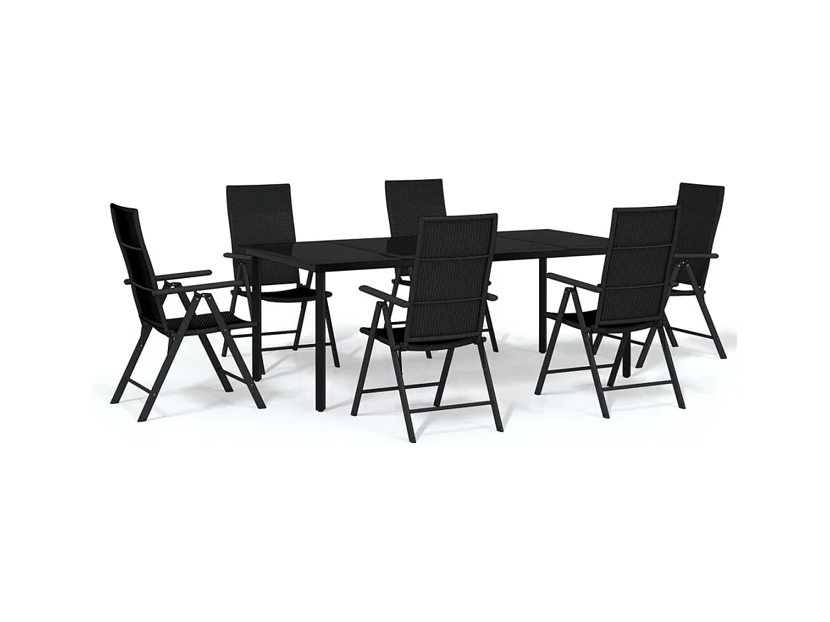 Sondrio  Ensemble à manger de jardin 7 pcs Noir