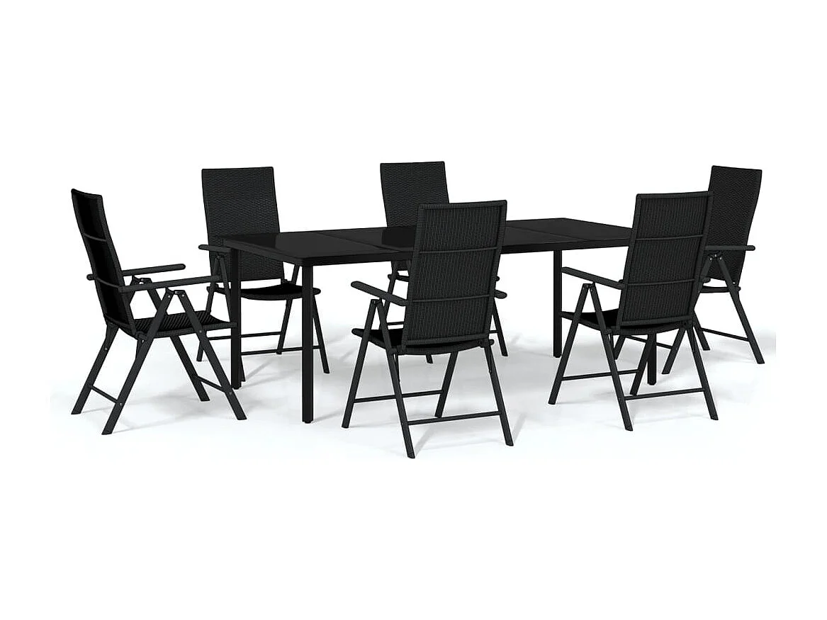 Sondrio  Ensemble à manger de jardin 7 pcs Noir