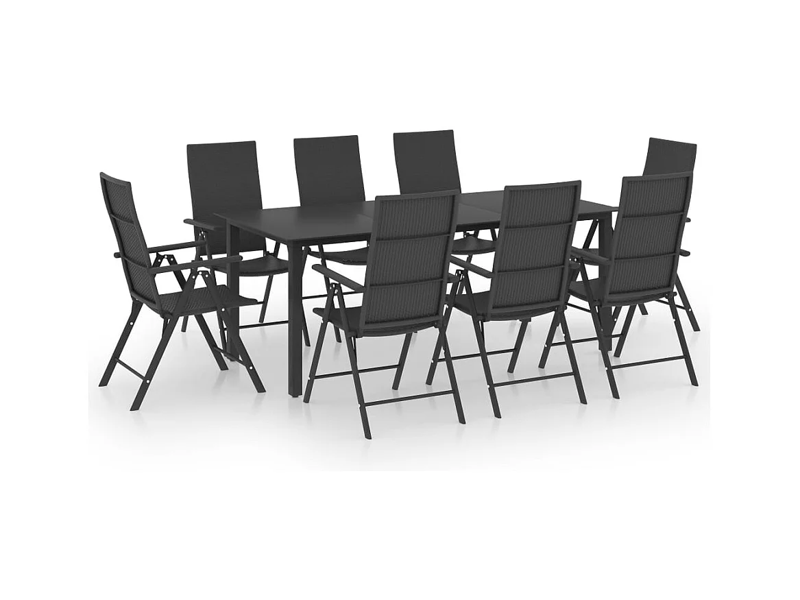 Rick Mason  Juego de comedor para jardín 9 piezas negro