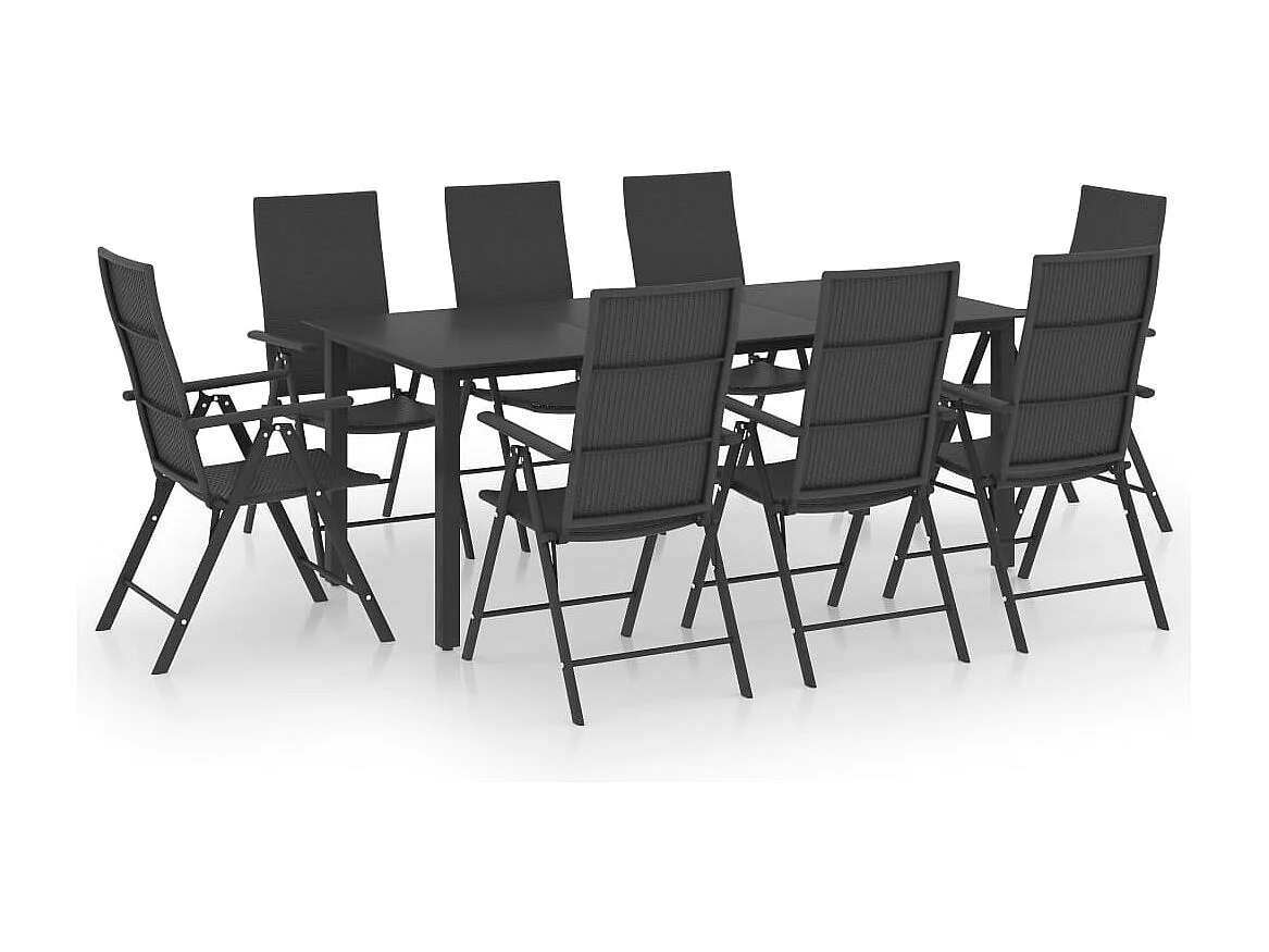 Rick Mason  Ensemble à manger de jardin 9 pcs noir