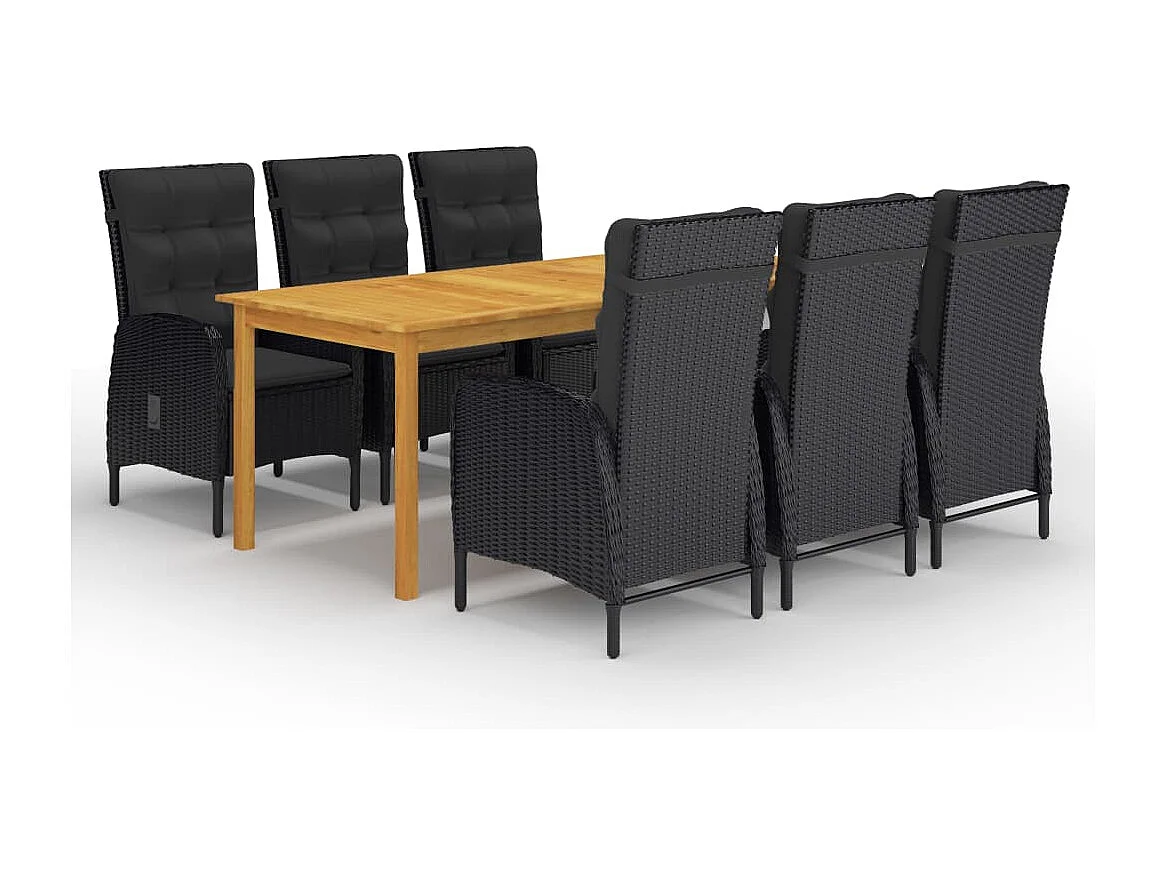 Davud  Ensemble à manger de jardin 7 pcs Noir