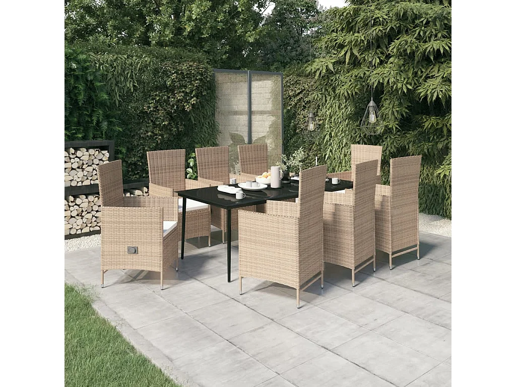 Zeldrik  9-delige Tuinset met kussens beige