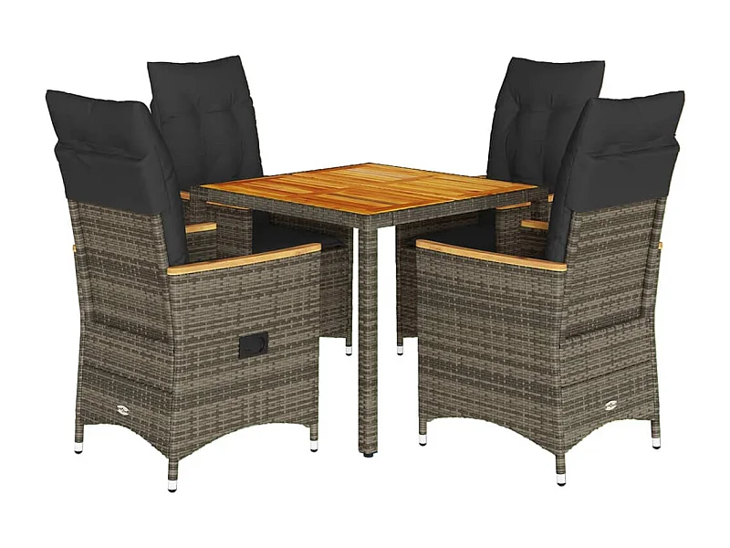 Staunton  5-delige Tuinset met kussens poly rattan grijs