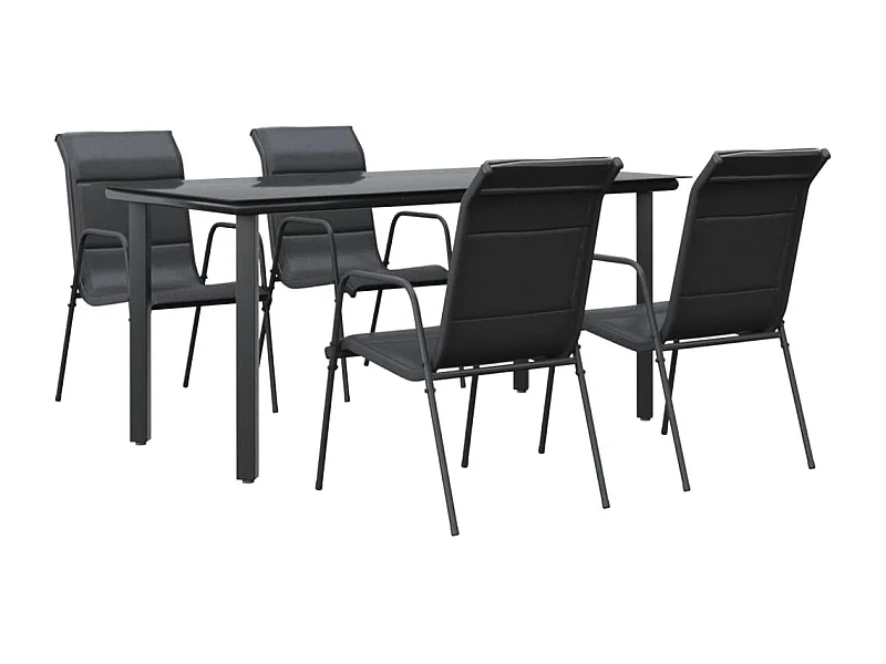Skorja  Ensemble à manger de jardin 5 pcs noir textilène et acier