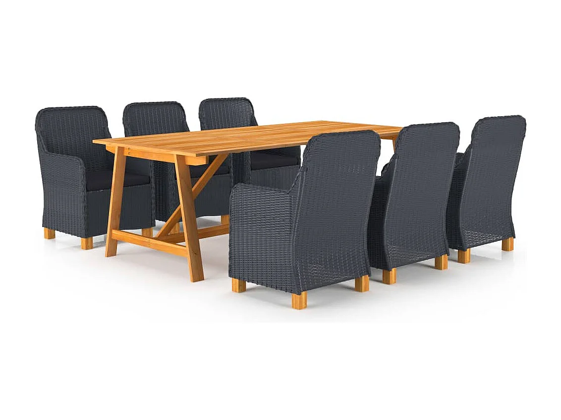 Prolenta Premium -  Ensemble à manger de jardin 7 pcs Gris foncé