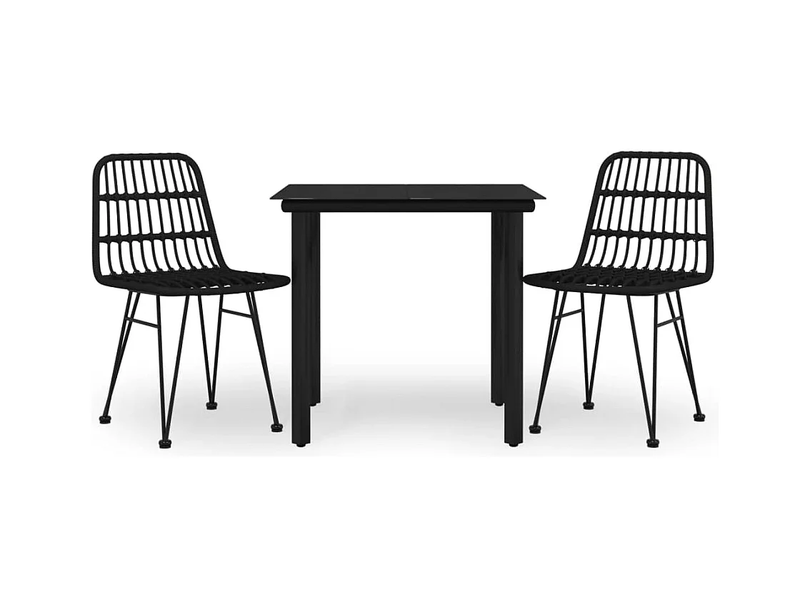 Ballyhaise  Ensemble à manger de jardin 3 pcs Noir Résine tressée