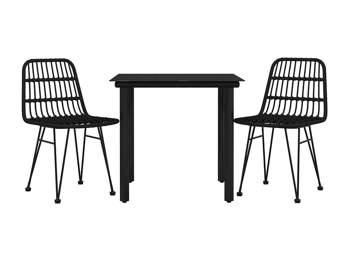 Ballyhaise  3-delige Tuinset poly rattan zwart