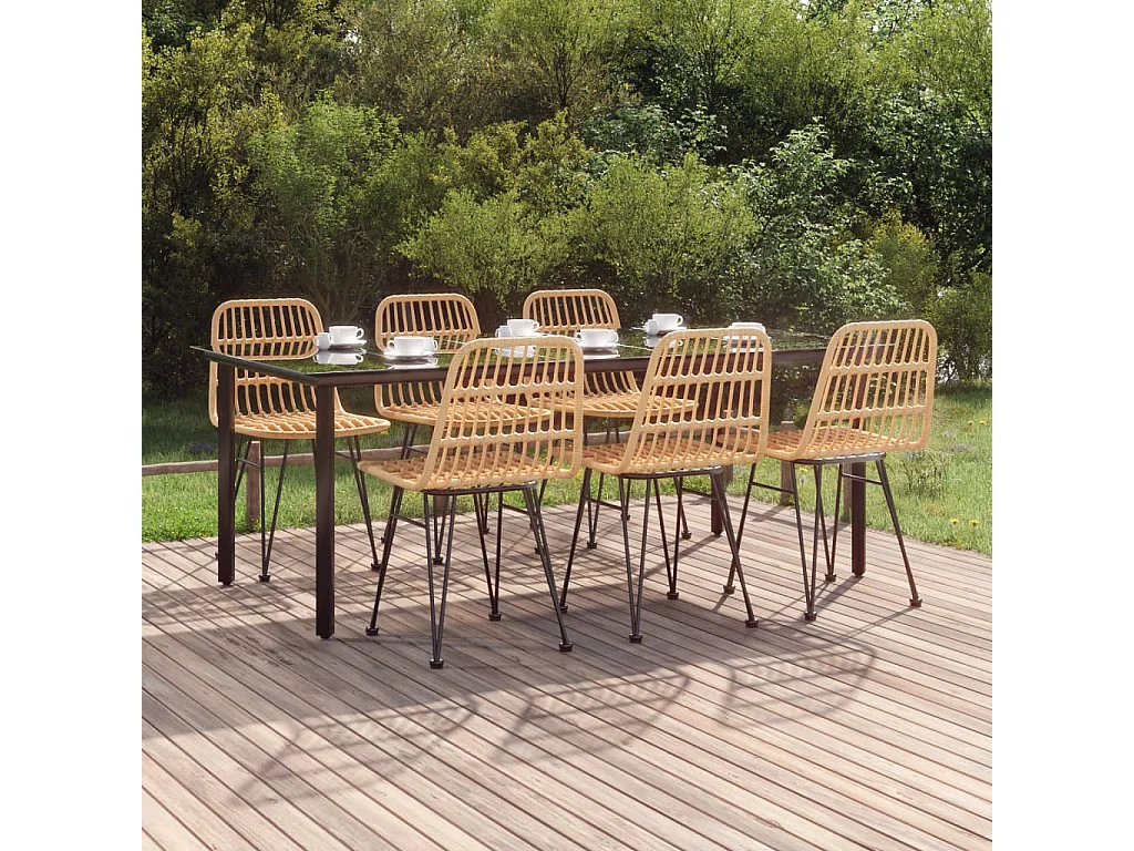 Ballyhaise  Ensemble à manger de jardin 7 pcs Résine tressée