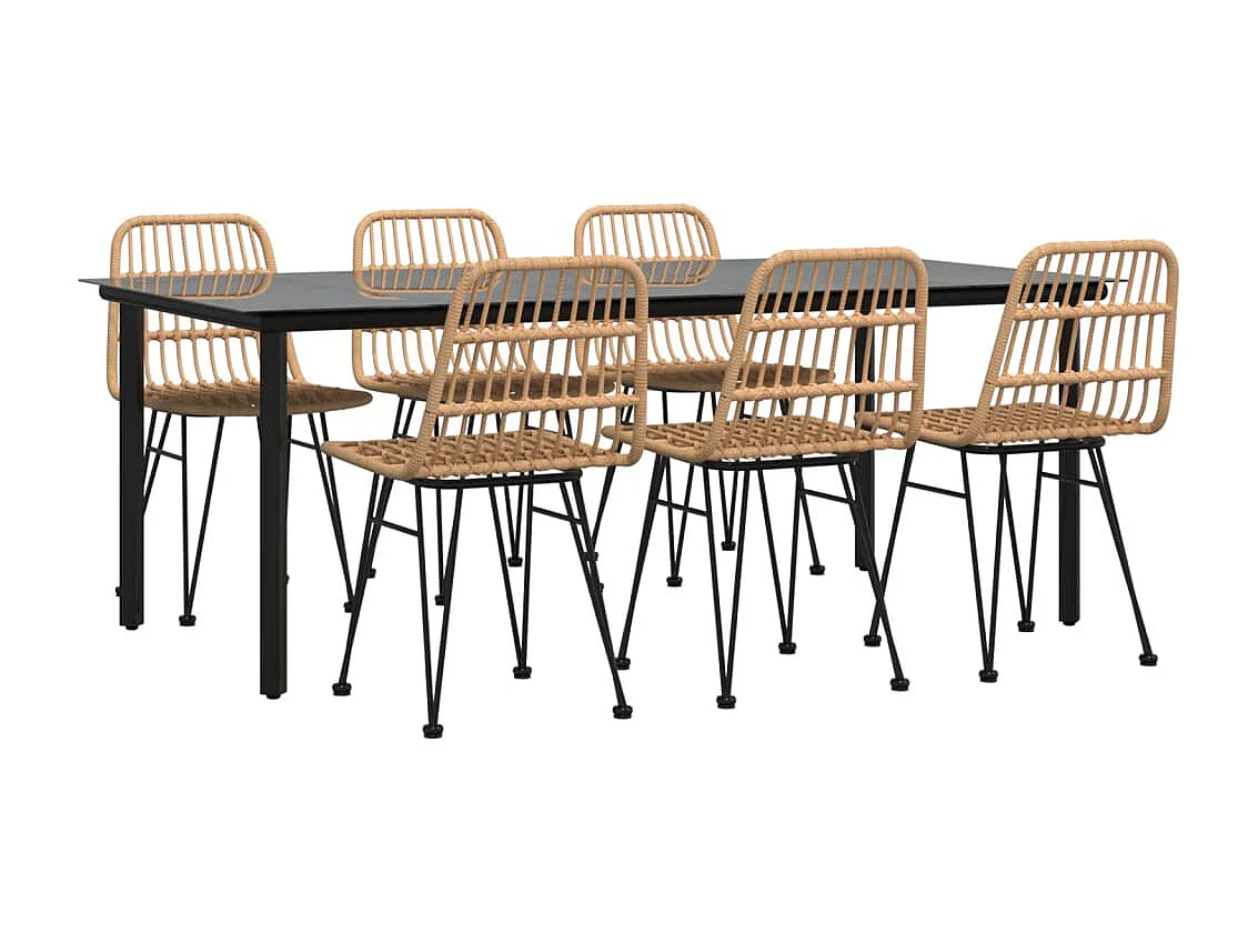 Ballyhaise  Ensemble à manger de jardin 7 pcs Résine tressée