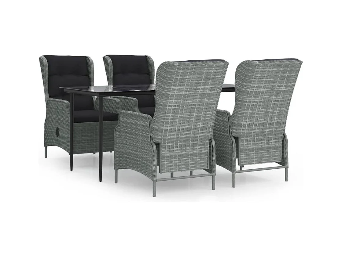 Mayra  Ensemble à manger de jardin 5pcs Gris clair Résine tressée