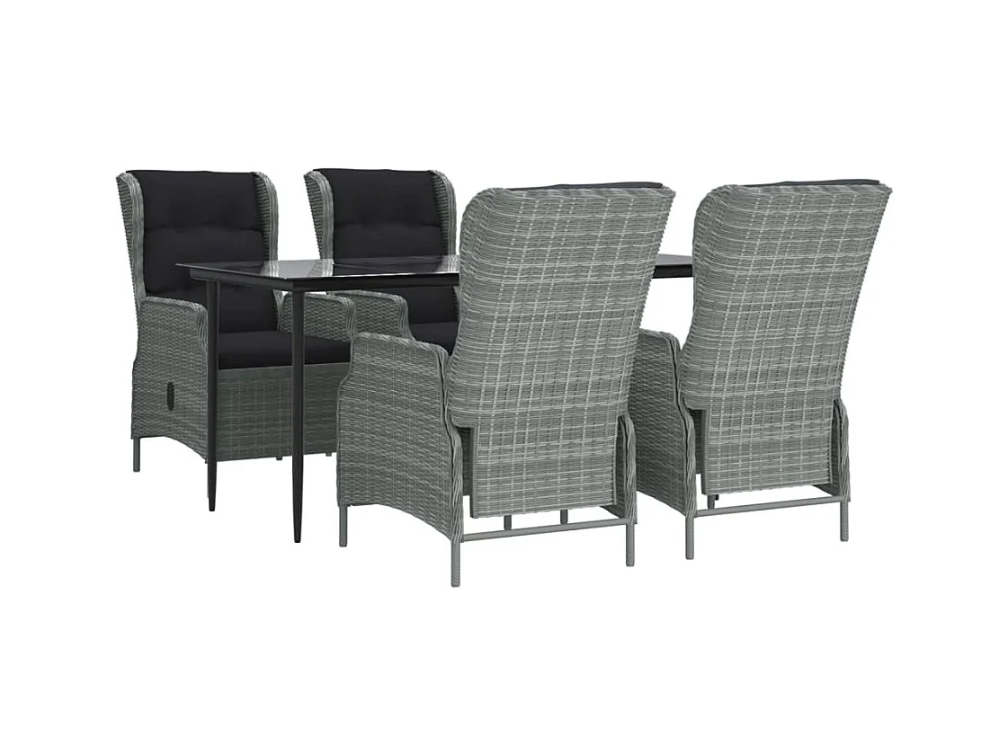 Mayra  Ensemble à manger de jardin 5pcs Gris clair Résine tressée