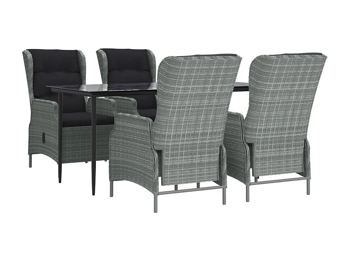 Mayra  Ensemble à manger de jardin 5pcs Gris clair Résine tressée