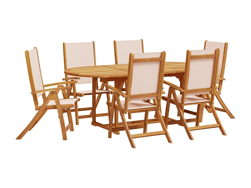 Yljo  Ensemble à Manger de jardin 7pcs bois d'acacia solide textilène