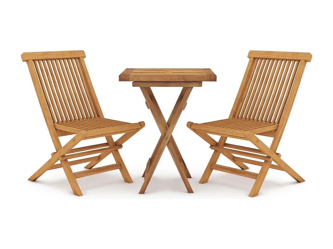 Prolenta Premium -  Juego de comedor para jardín 3 piezas madera maciza de teca