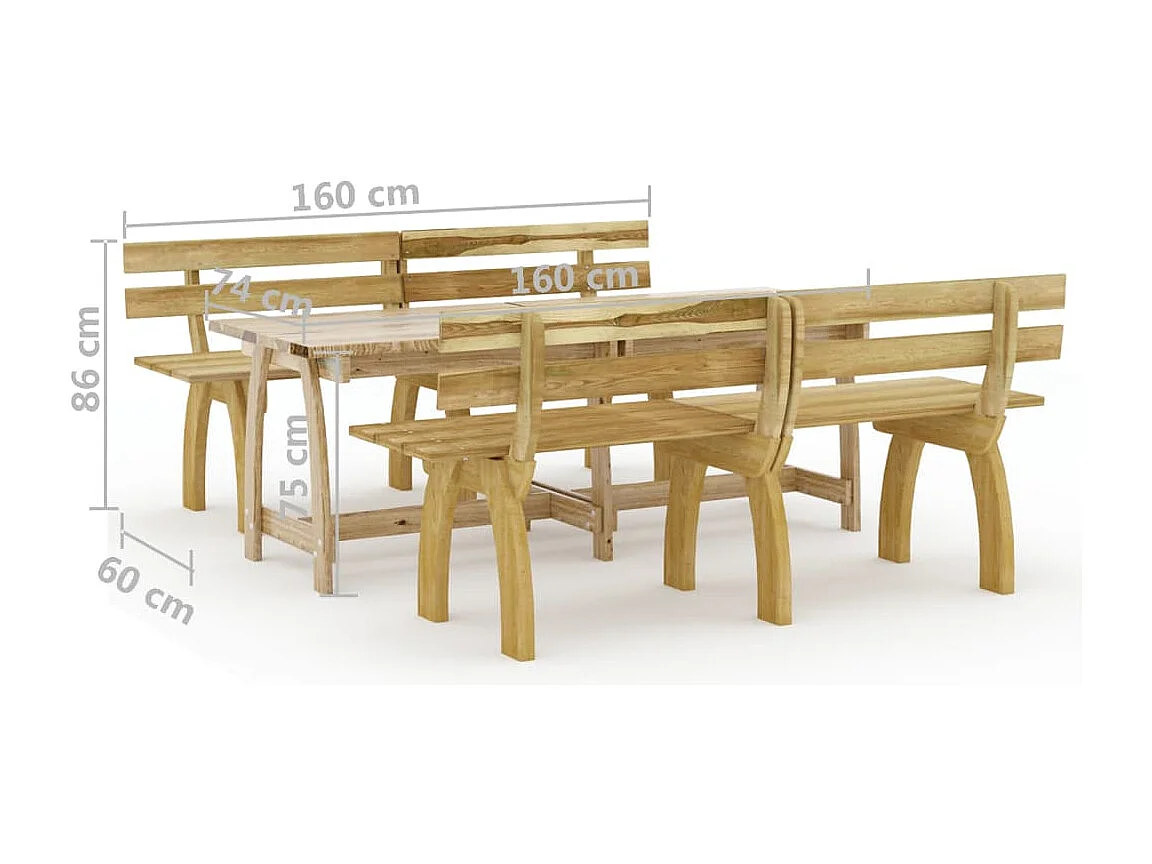 Philippe-Joseph  Ensemble à manger de jardin 3 pcs Bois de pin imprégné