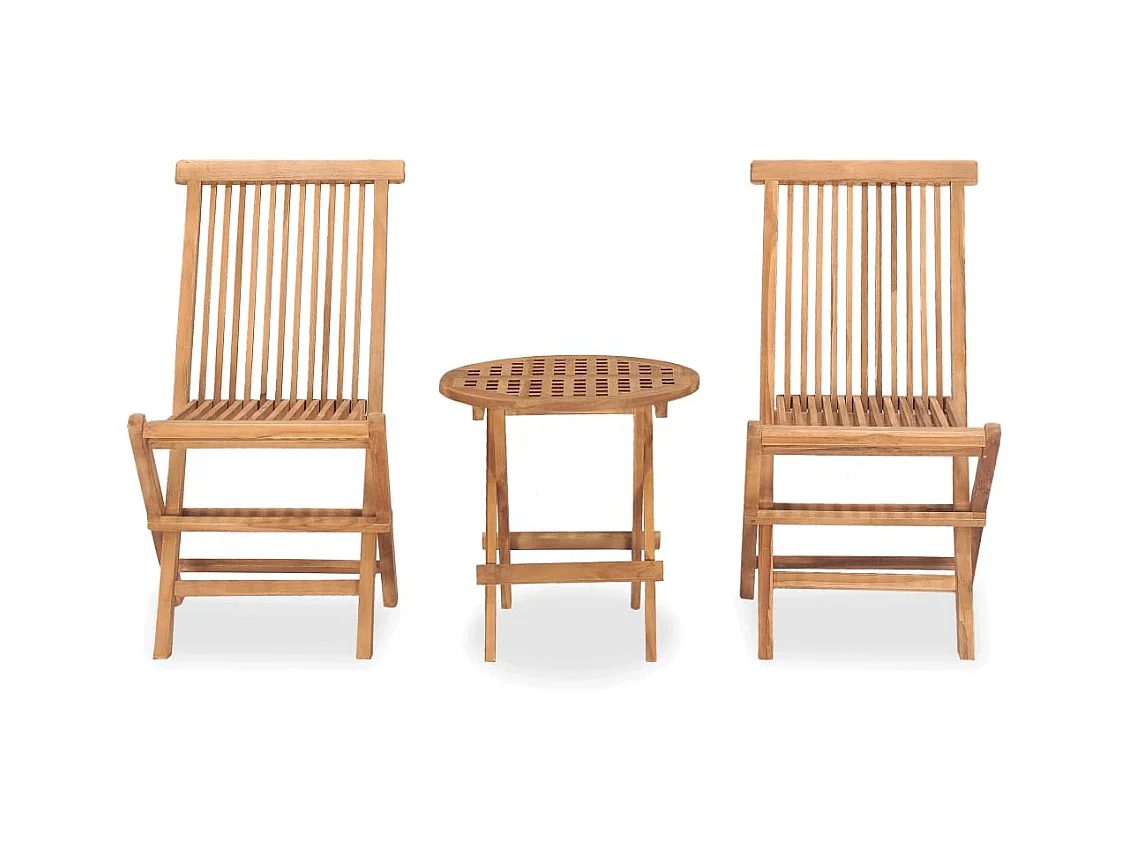 Luc-Daniel  Ensemble à manger d'extérieur pliable 3 pcs bois solide de teck