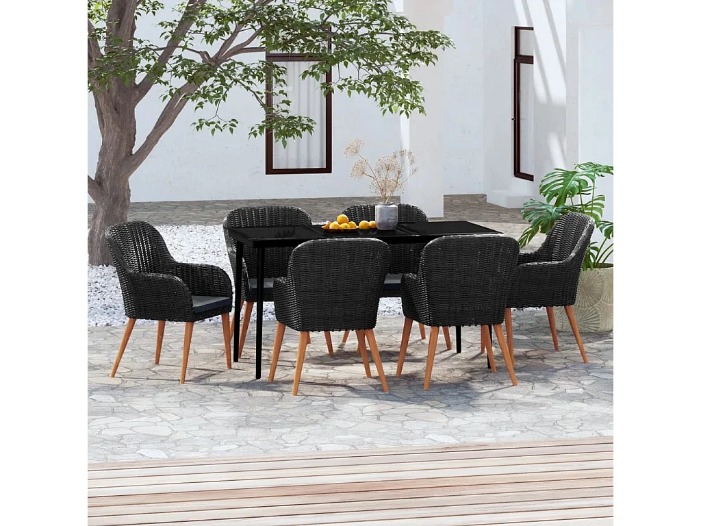 Coole  7-delige Tuinset met kussens zwart