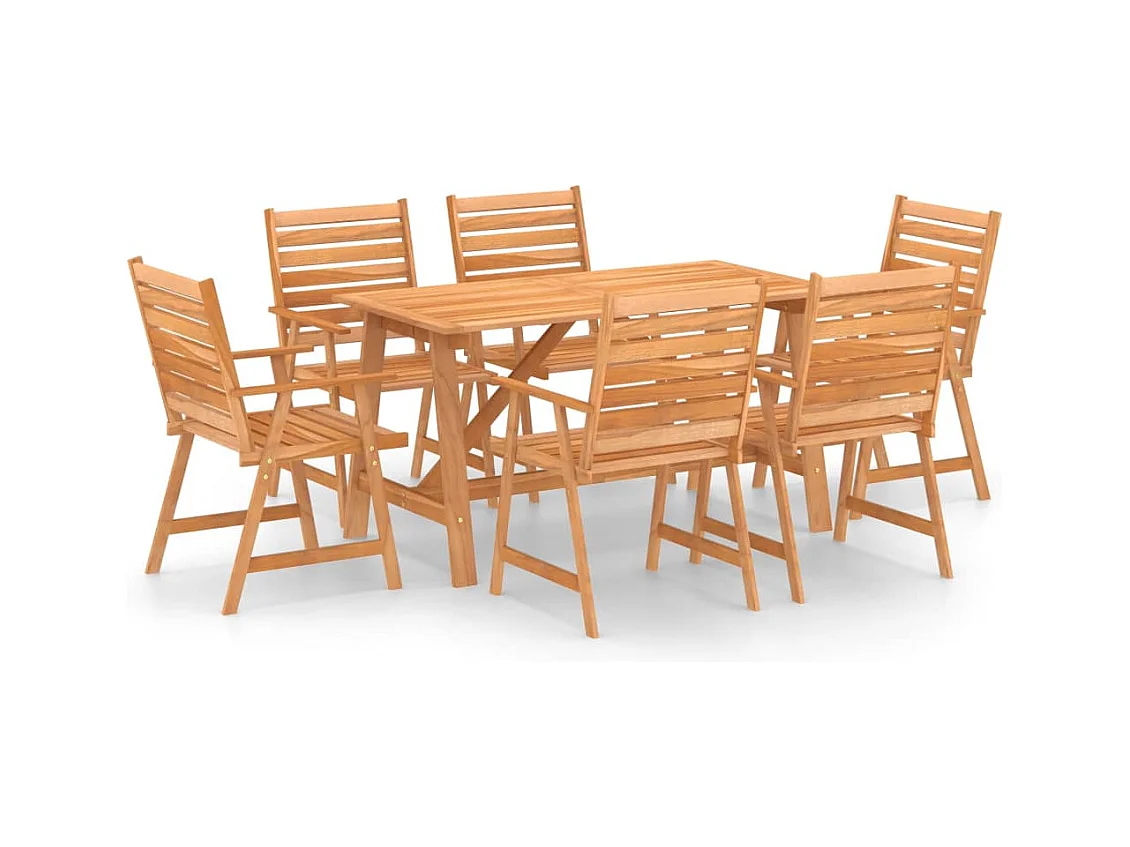 Sylindra  Juego de comedor para jardín 7 piezas madera maciza de acacia