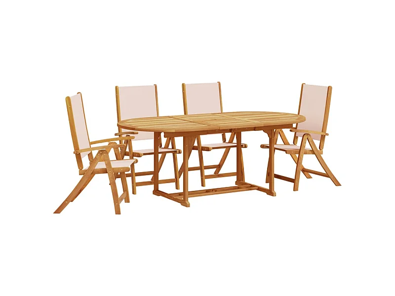 Yljo  Ensemble à manger de jardin 5pcs bois d'acacia solide textilène