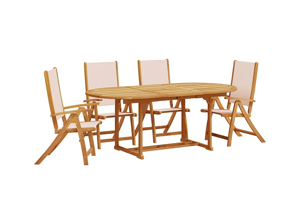 Yljo  Ensemble à manger de jardin 5pcs bois d'acacia solide textilène