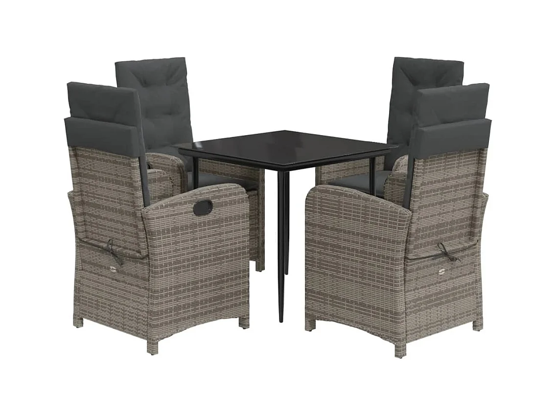 Caltanissetta  Ensemble à manger de jardin 5 pcs coussins gris résine tressée