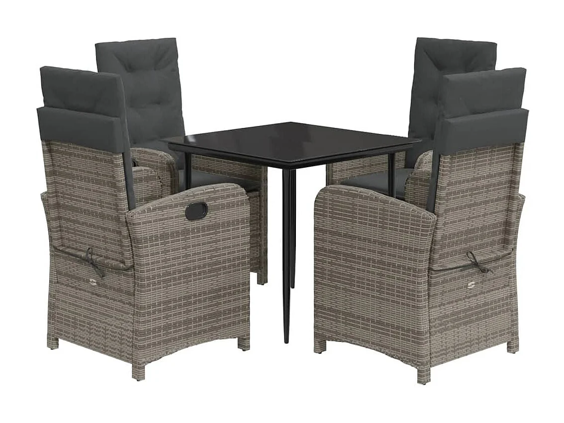 Caltanissetta  Set comedor de jardín 5 piezas con cojines ratán sintético gris