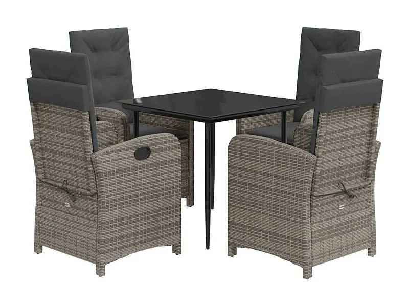 Caltanissetta  Set comedor de jardín 5 piezas con cojines ratán sintético gris