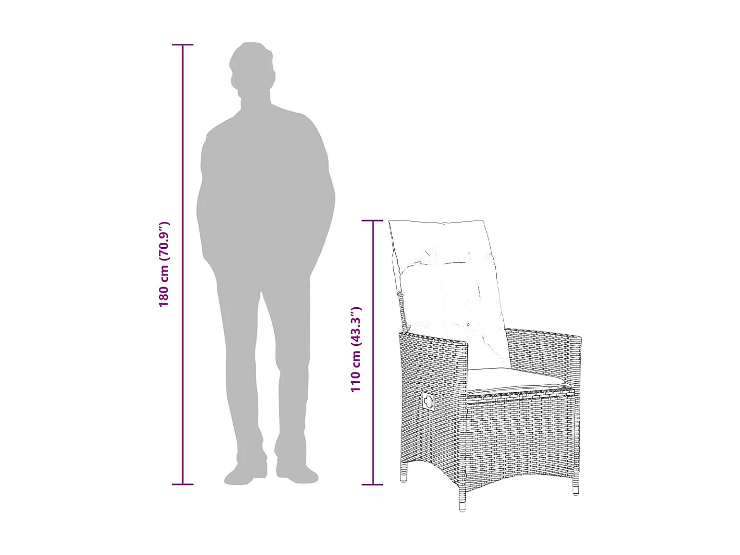 Alden  Set comedor de jardín 7 pzas con cojines ratán sintético marrón