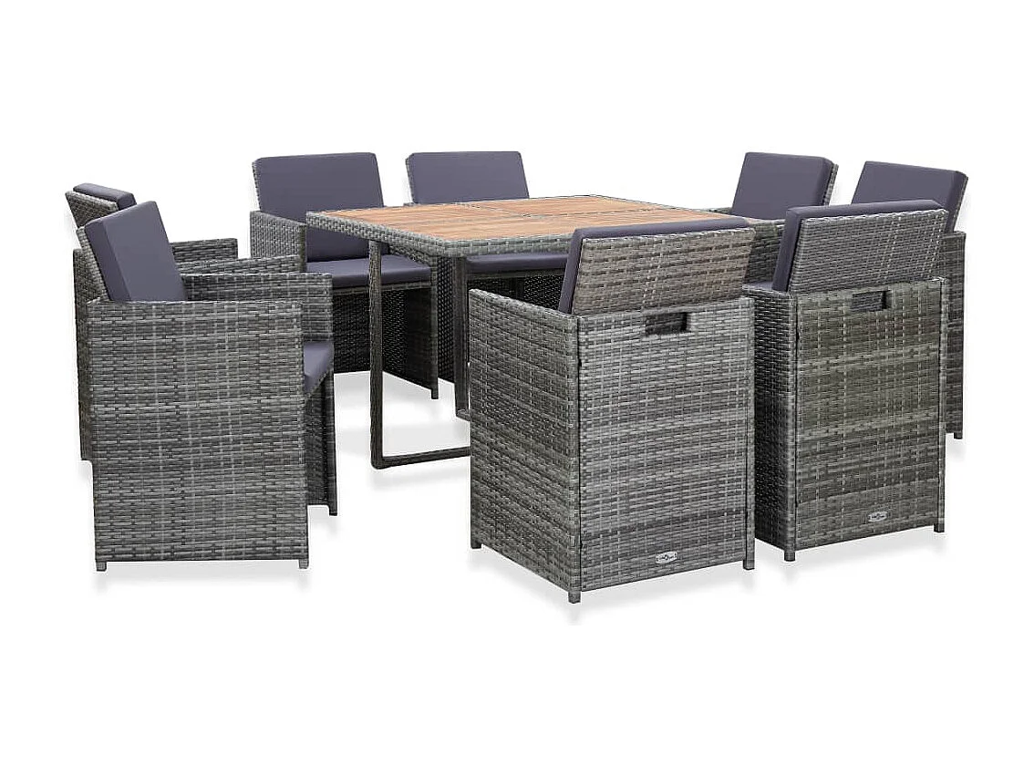 Fultondale  9-delige Tuinset met kussens poly rattan antraciet