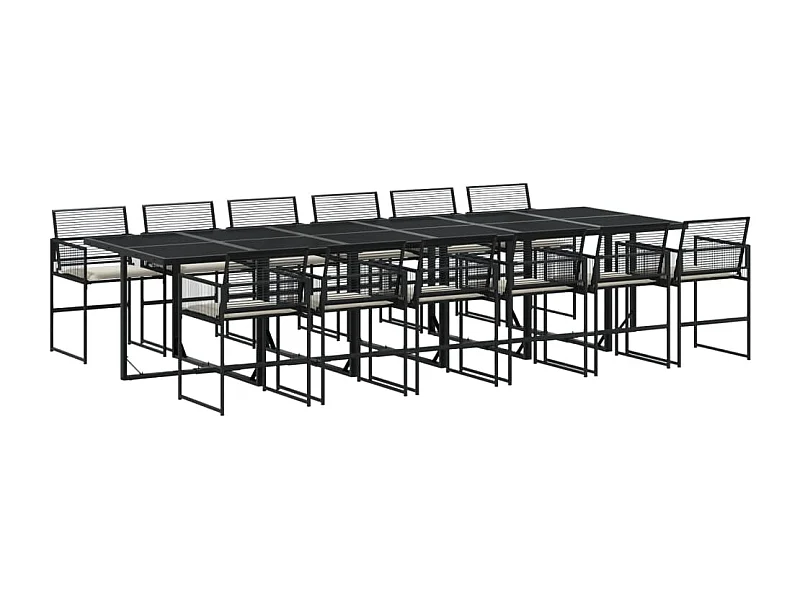 Robert-Luc  13-delige Tuinset met kussens poly rattan zwart