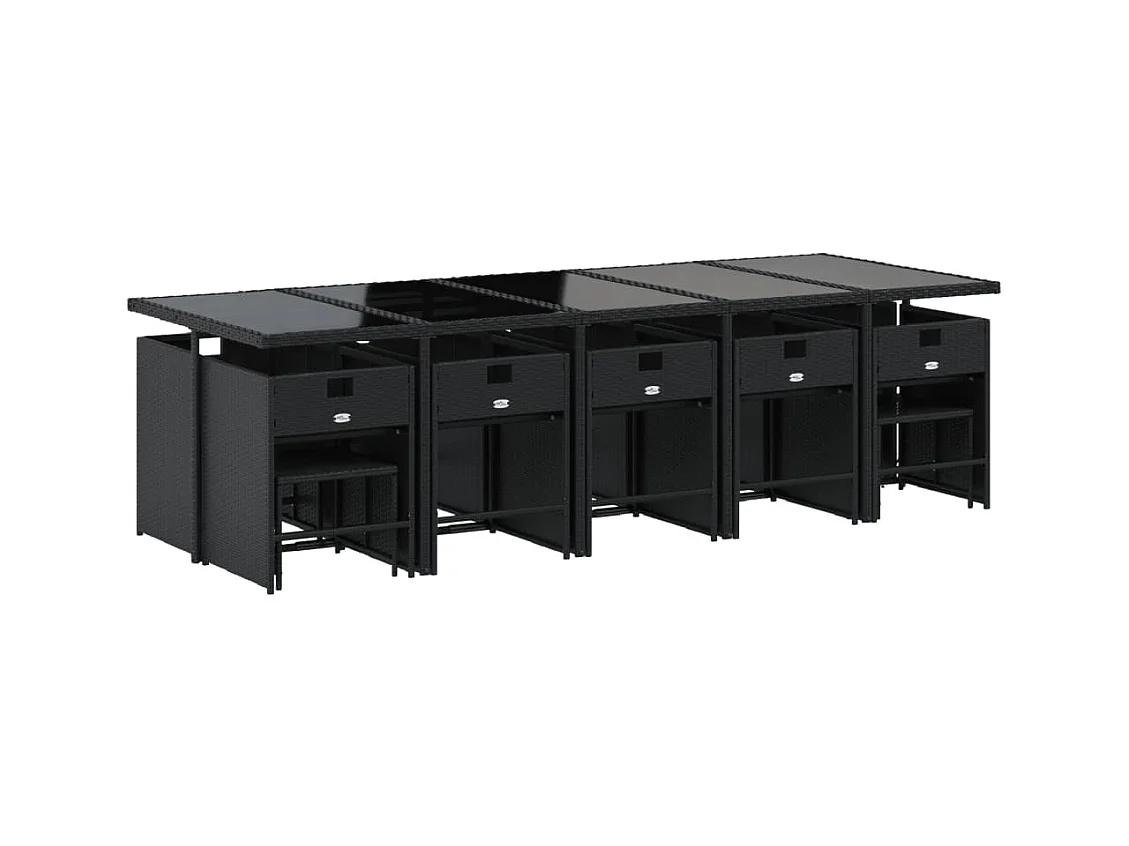 Enfield  Ensemble à manger de jardin 15 pcs coussins noir résine tressée